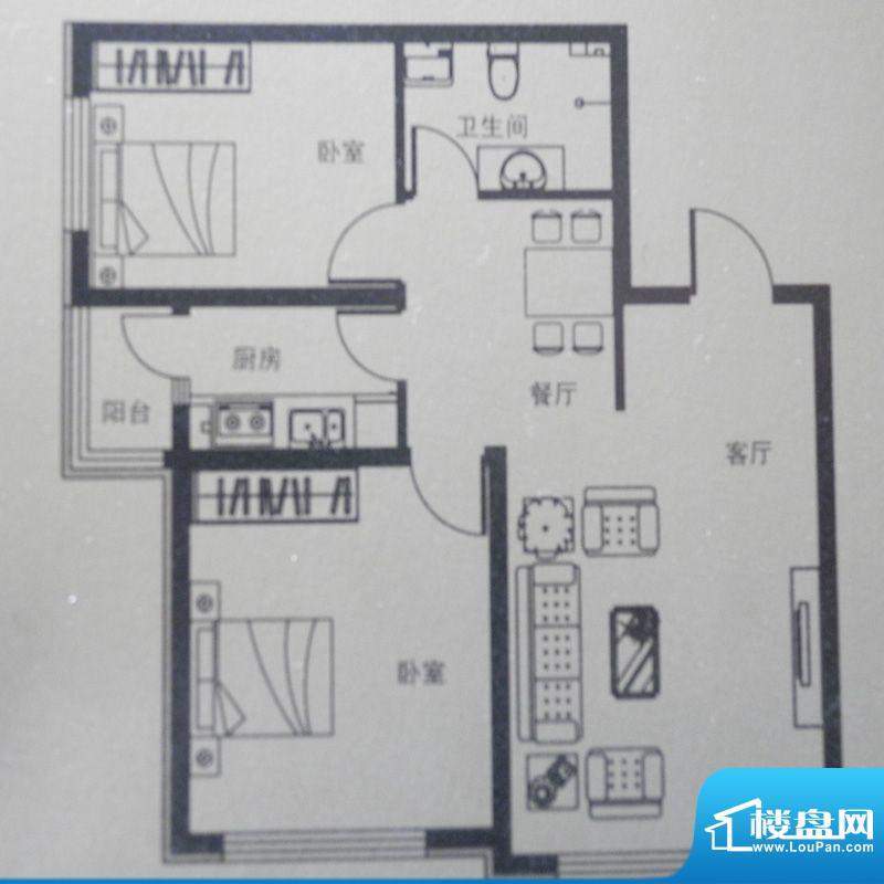 香格里拉花园A2户型面积:84.00m平米