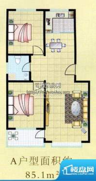 高科惠泽园户型A 2室面积:85.10m平米