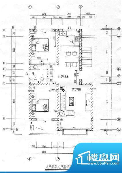 高科惠泽园户型图 2面积:84.80m平米