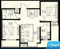 呈祥紫园户型图 2室面积:71.14m平米