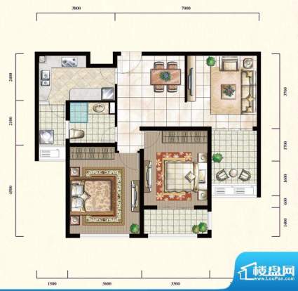 御景园澜山公馆E2户面积:85.45m平米