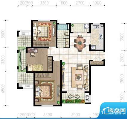 御景园澜山公馆J1户面积:108.60m平米