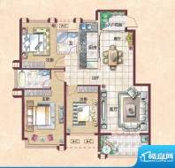 秀山湖壹号D1户型 3面积:106.00m平米