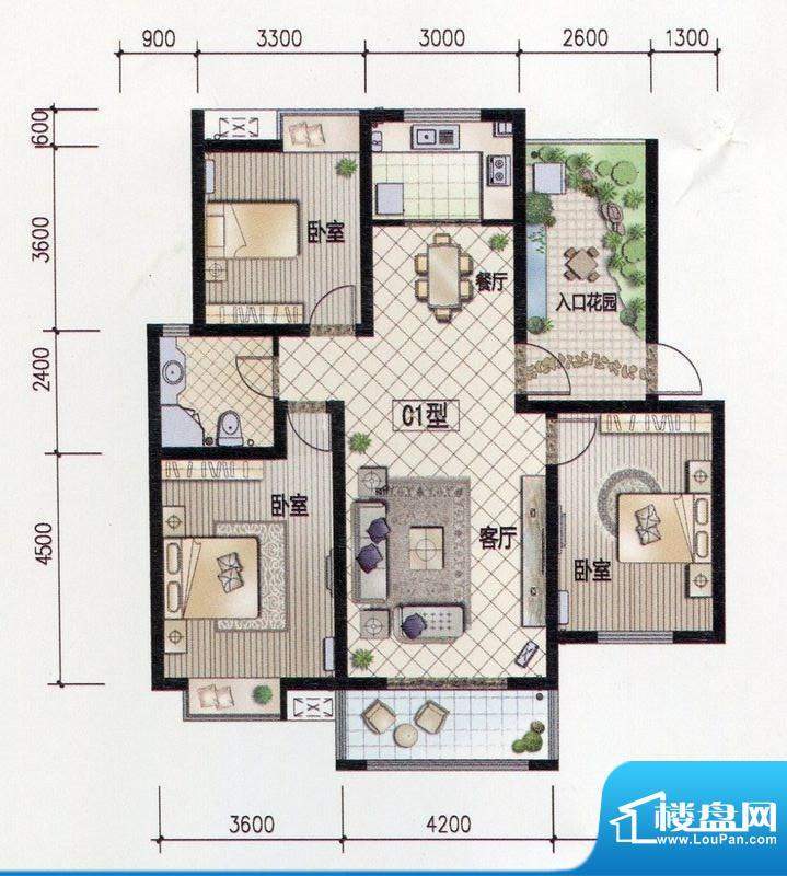 春晖家园恬园 C1户型面积:113.77m平米