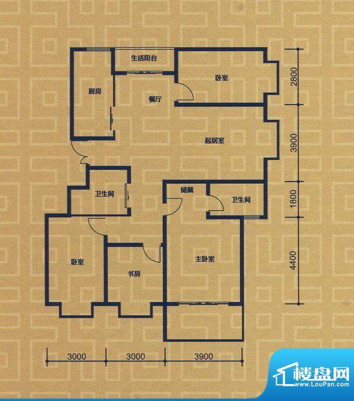 紫金城E2户型 4室2厅面积:149.23m平米