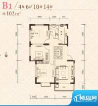 御景龙庭户型图10面积:102.00m平米