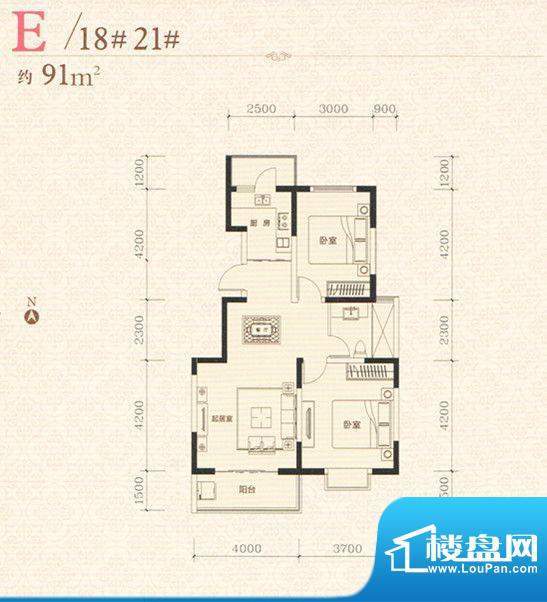 御景龙庭户型图91面积:91.00m平米