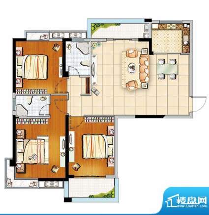 汇成上东C3户型 3室面积:118.00m平米