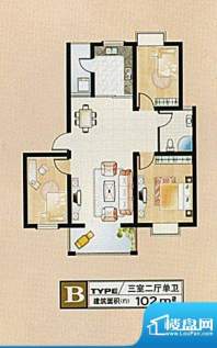 富建·名河雅居户型面积:102.00m平米