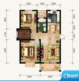 绿洲花园四期AB3户型面积:92.85m平米