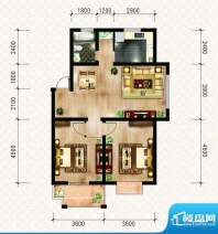 绿洲花园四期AB4户型面积:88.38m平米