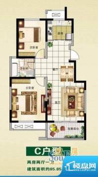 金箔·文枢苑C 2室2面积:85.85m平米