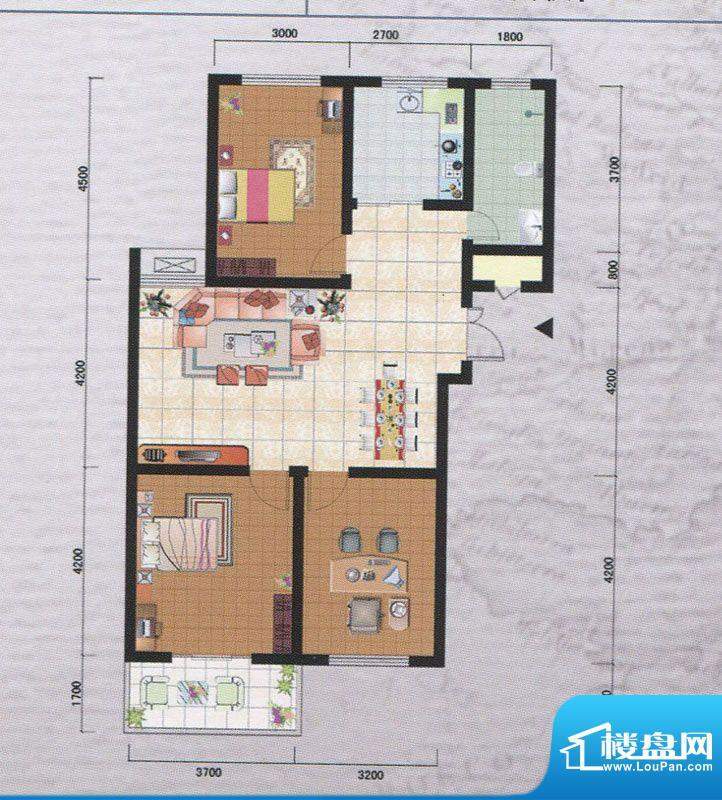 御府园H户型 3室2厅面积:120.89m平米