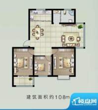 朗秀东城户型图 3室面积:108.00m平米