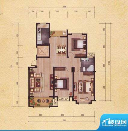 东昌玉龙公馆C1-1户面积:107.63m平米