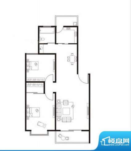 翠湖林居F户型 2室2面积:86.60m平米