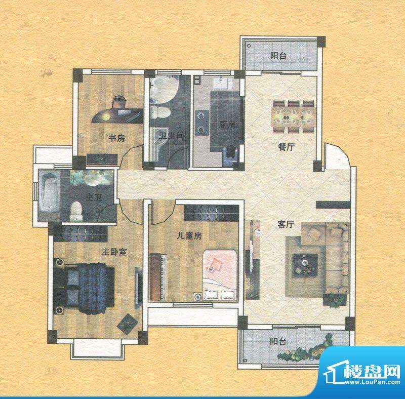 蓝实城市广场C1户型面积:121.00m平米