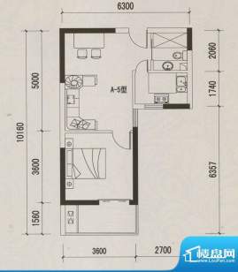 恒远中央公馆A-5户型面积:56.55m平米