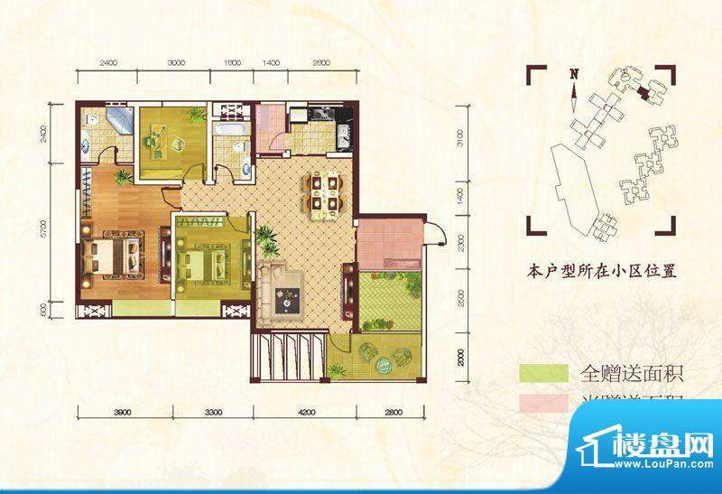 万和华庭D4单元1#房面积:96.51m平米