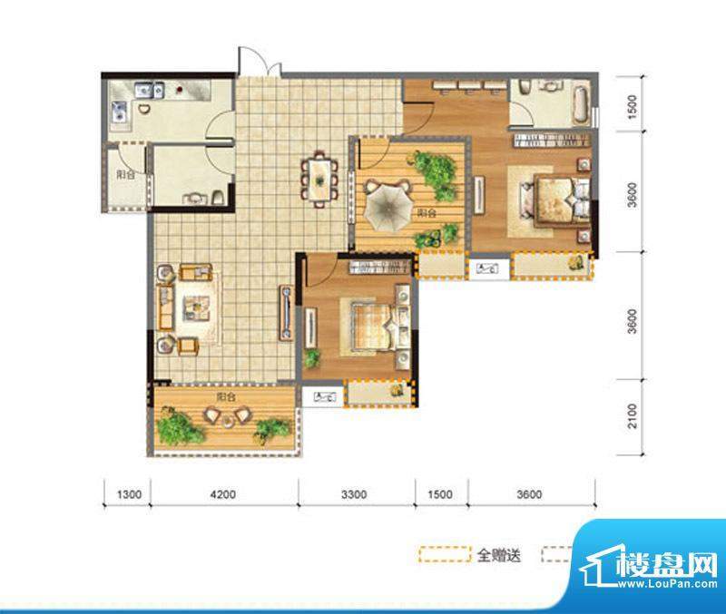 玉龙居D-D1型 2室2厅面积:115.80m平米