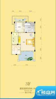 香江半岛A栋3F户型图面积:68.90m平米