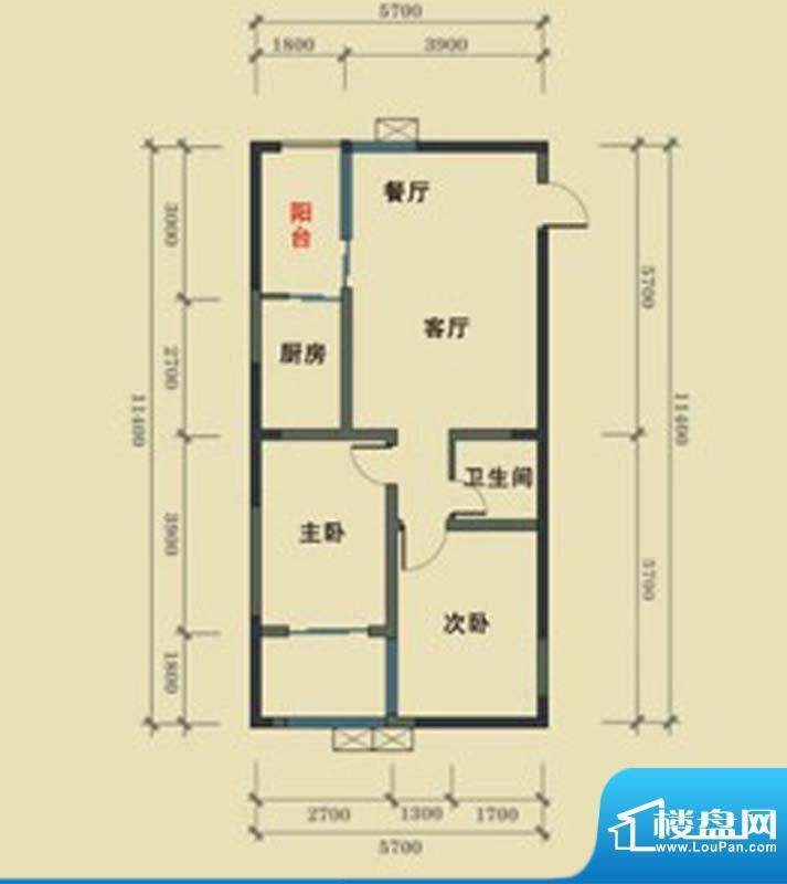 华厦上居B6型 2室2厅面积:79.73m平米