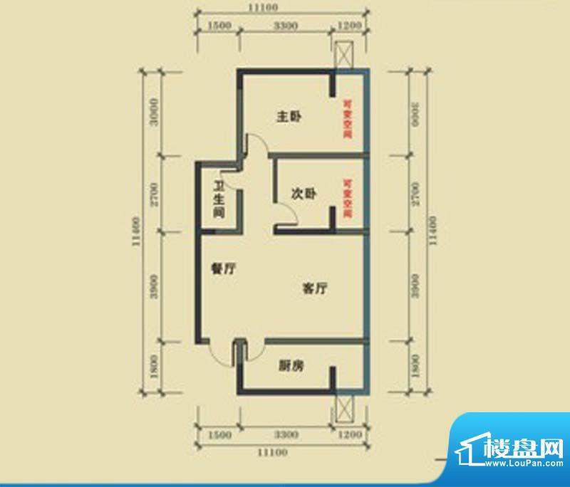 华厦上居B3型 2室2厅面积:78.14m平米