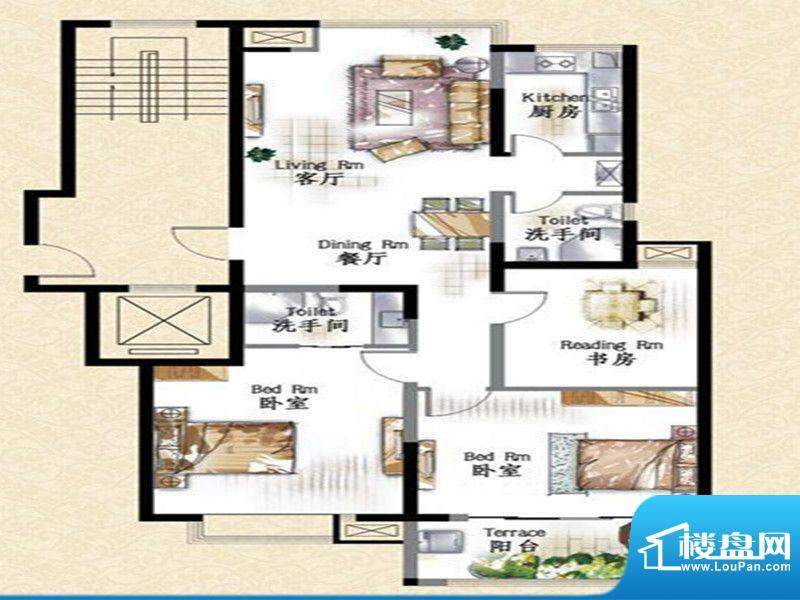 华府景城6号楼标准层面积:120.00m平米