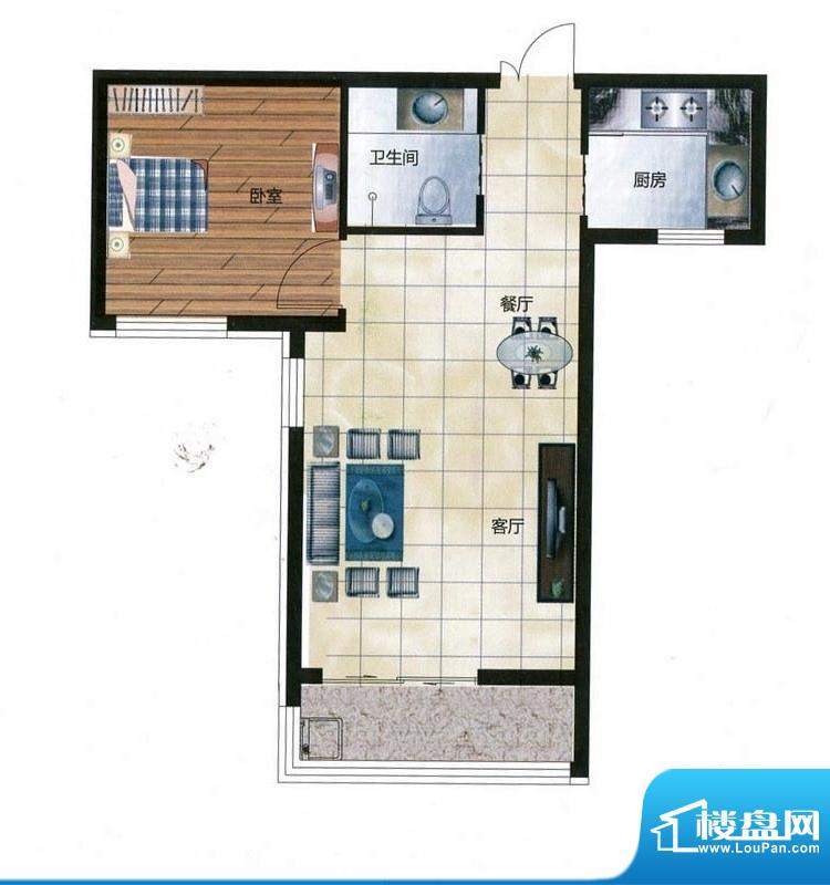 尚品林溪户型J 1室2面积:62.00m平米