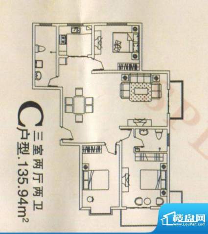 锦绣东城一期C座C户面积:135.94m平米