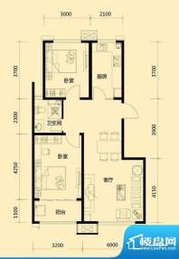 佰瑞廷3，6号楼C户型面积:86.57m平米