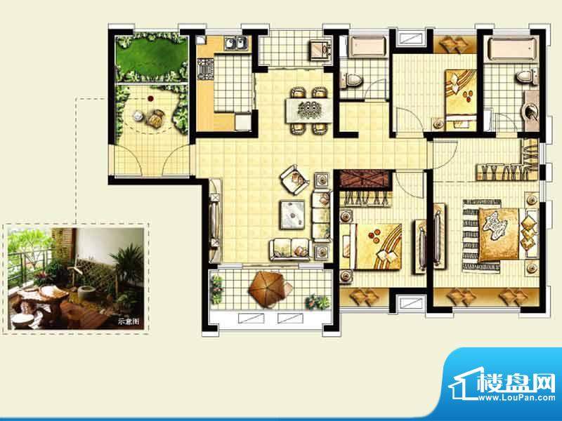 绿地城户型图 3室2厅面积:12500平米