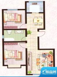 紫塞桃园H户型 2室2面积:93.00m平米