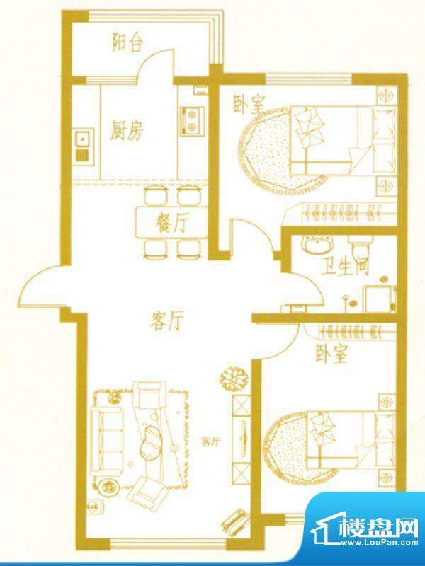 凤凰新城C户型 2室2面积:0.00m平米