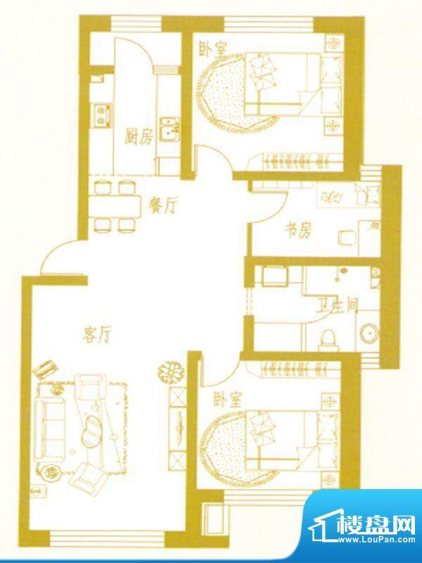 凤凰新城E户型 3室2面积:0.00m平米