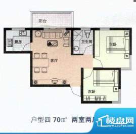 滨河新天地户型四70面积:70.00m平米