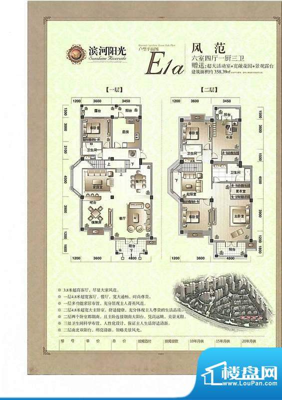 滨河阳光E1a 6室4厅面积:358.39m平米
