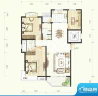 滨河国际8、9#C户型面积:124.00m平米