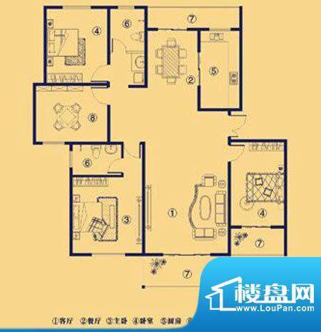 上宅公园世纪G四室两面积:172.00m平米