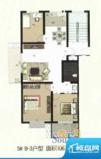 银丰佳园B3户型 3室面积:106.60m平米