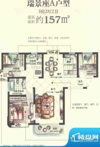 澜泊湾瑞景座A户型 面积:157.00m平米