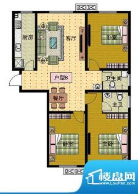 崇文社区户型B面积:105.78m平米