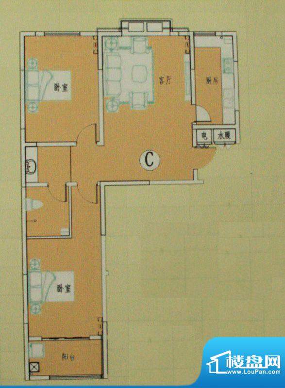 宝龙花园7#楼C户型 面积:105.00m平米