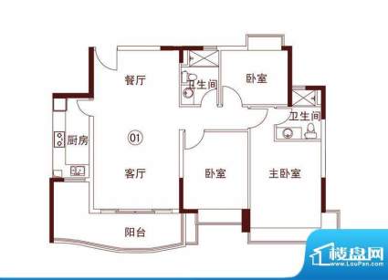 恒大金碧天下S2型01面积:122.99m平米