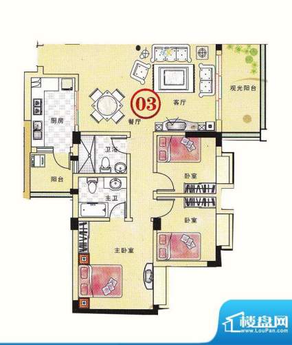 大丰豪庭二期4楼E栋面积:103.51m平米