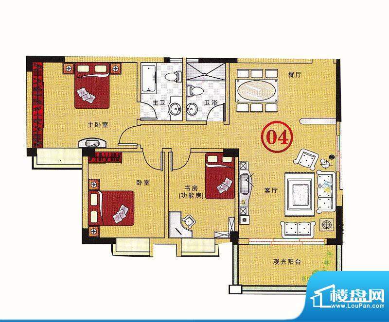 大丰豪庭二期4楼E栋面积:124.73m平米