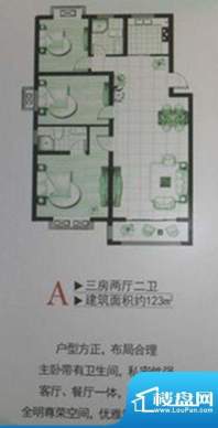 桃源居A户型 3室2厅面积:123.00平米