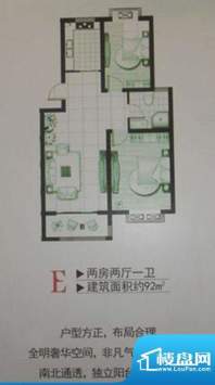 桃源居E户型 2室2厅面积:92.00平米