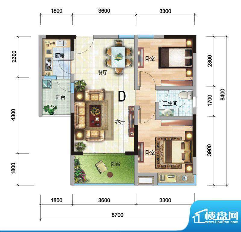 天赐中央银座D户型 面积:78.24平米