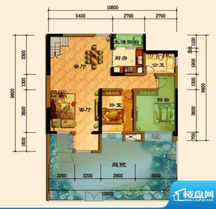 君汇上品E3户型下层面积:159.52平米